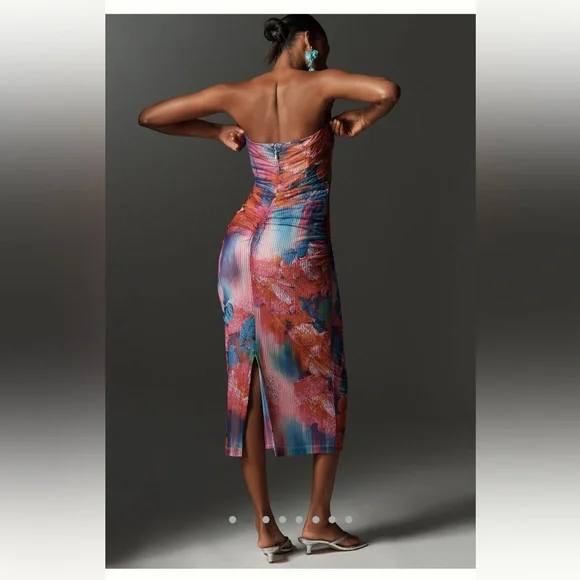 NWT Elegant The Soleil ruched mesh Dress from Anthropologie - Picture 3 of 9